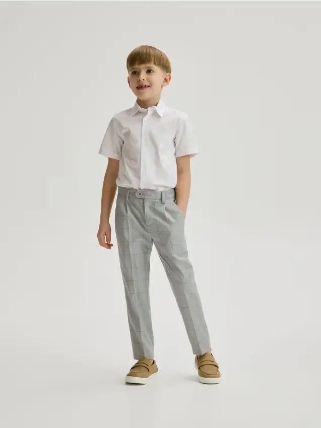 Pantaloni eleganti a quadri - grigio chiaro