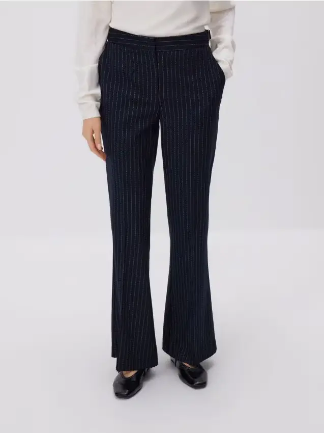Pantaloni flare a righe - blu scuro