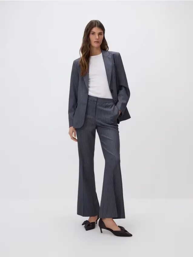 Pantaloni flare a righe - grigio scuro