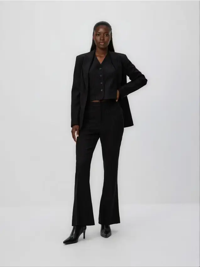 Pantaloni flare a righe - nero