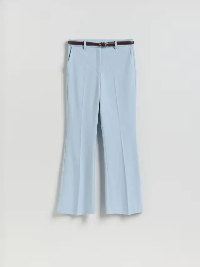 Pantaloni flare con cintura - azzurro