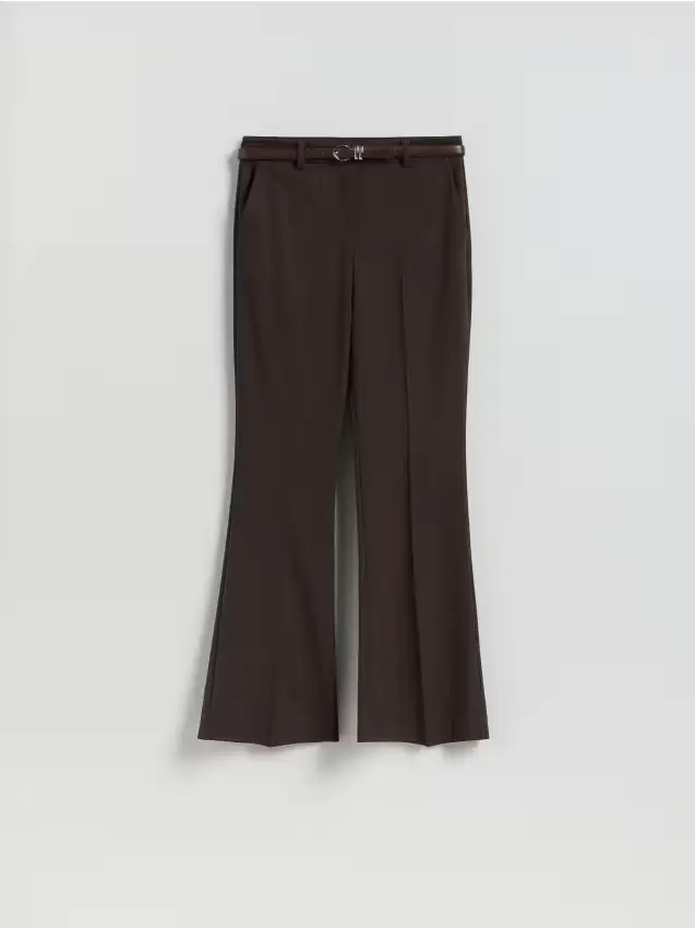 Pantaloni flare con cintura - marrone