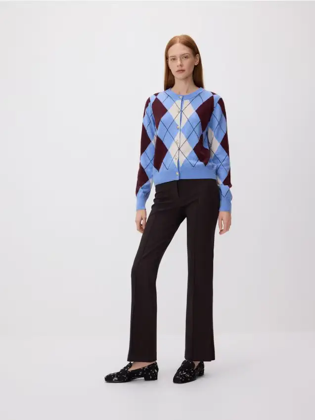 Pantaloni flare con cintura - marrone scuro