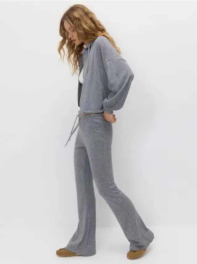 Pantaloni flare misto viscosa - grigio scuro