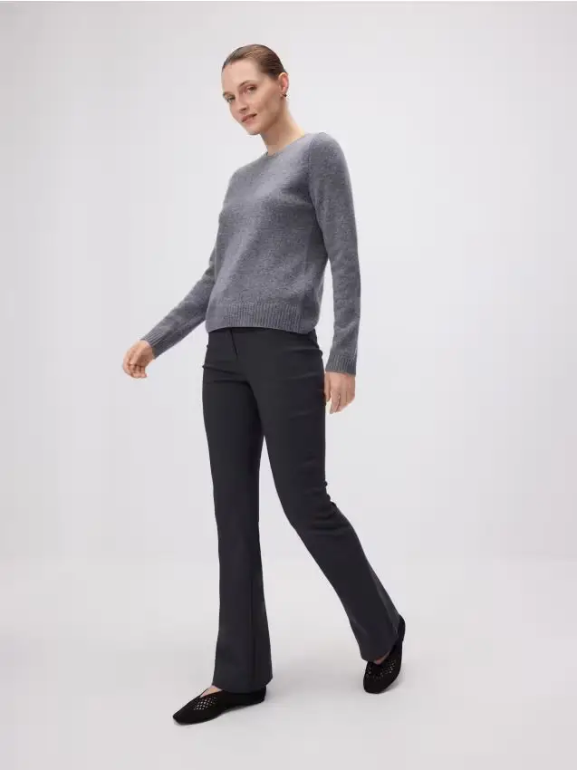 Pantaloni flare misto viscosa - grigio scuro