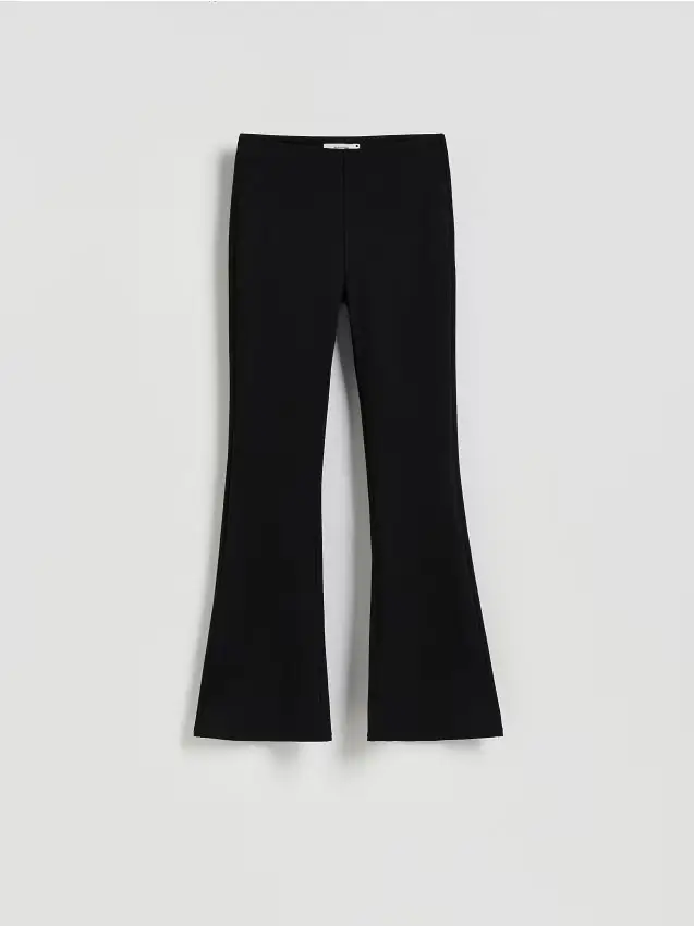 Pantaloni flare misto viscosa - nero