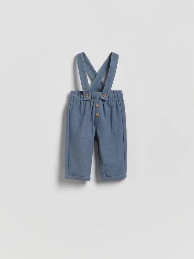 Pantaloni in cotone con bretelle - azzurro