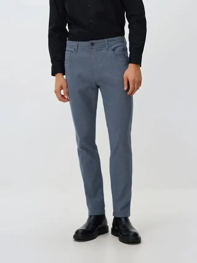 Pantaloni in cotone slim fit - blu scuro