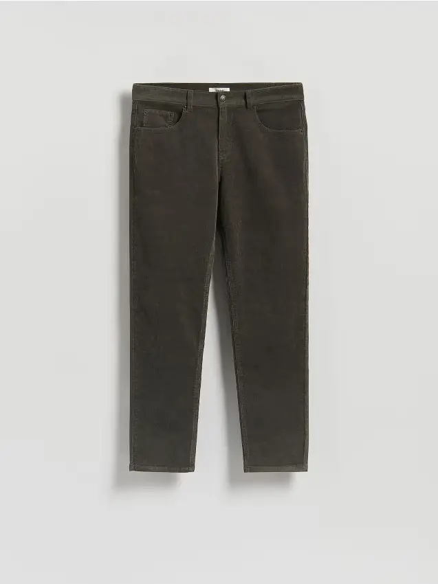 Pantaloni in cotone slim fit - verde polveroso