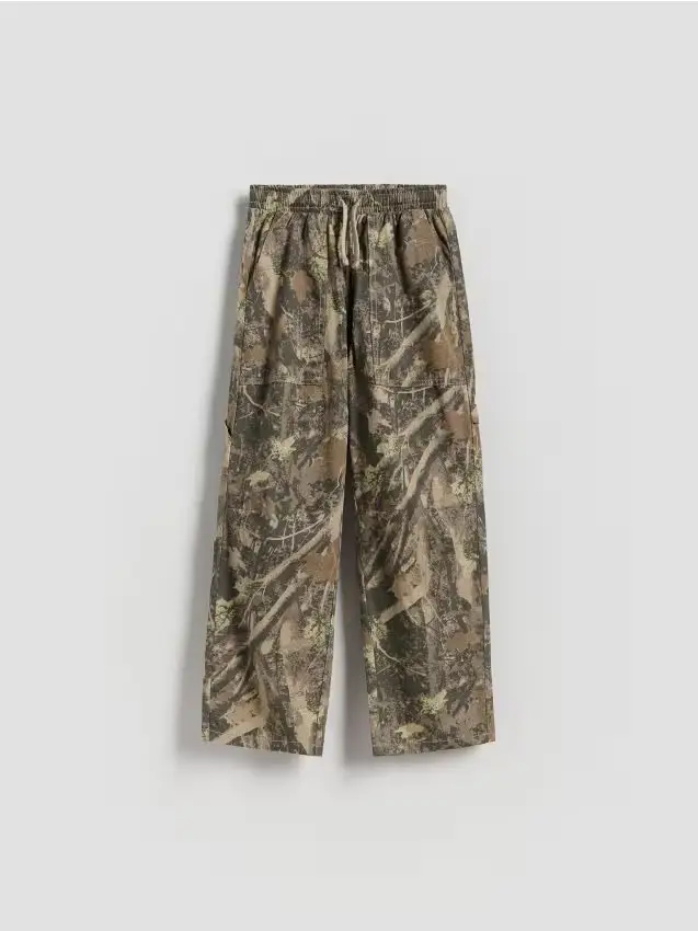 Pantaloni in cotone - verde-marrone