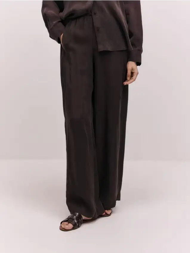 Pantaloni in cupro - marrone scuro