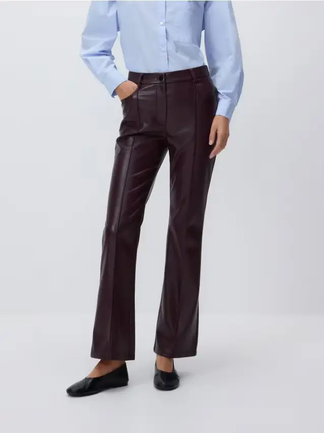 Pantaloni in ecopelle - maroon