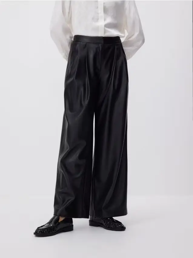 Pantaloni in ecopelle - nero
