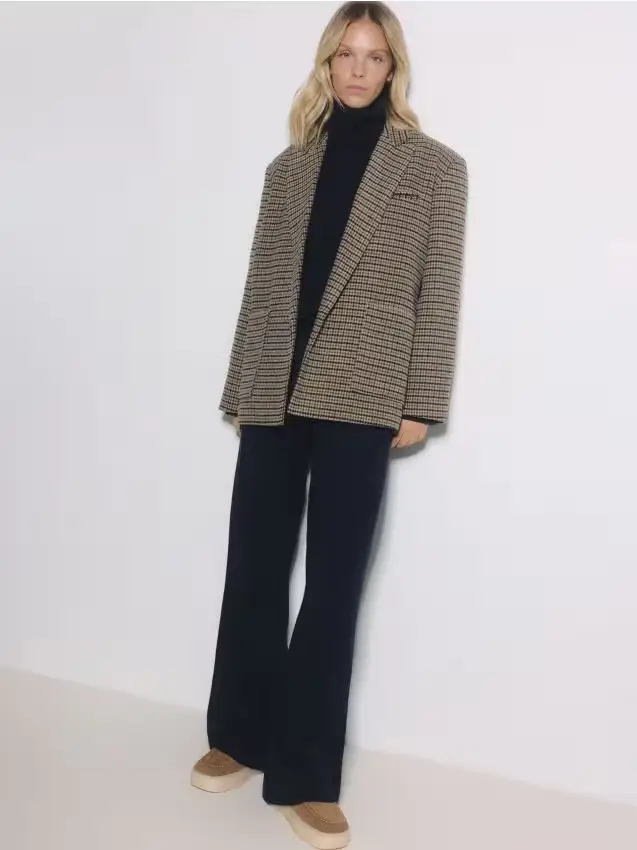 Pantaloni in jersey a costine - blu scuro