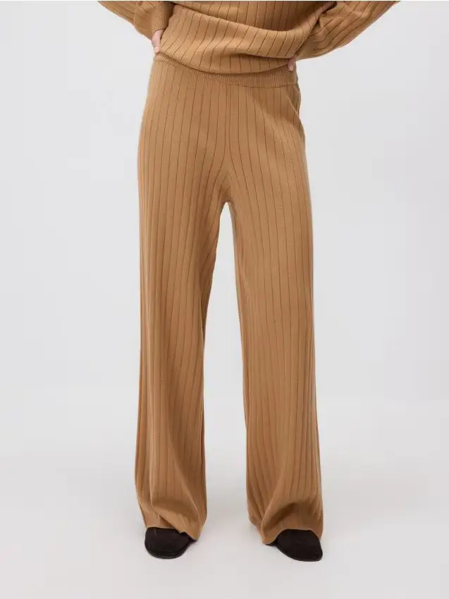 Pantaloni in jersey a costine - marrone dorato