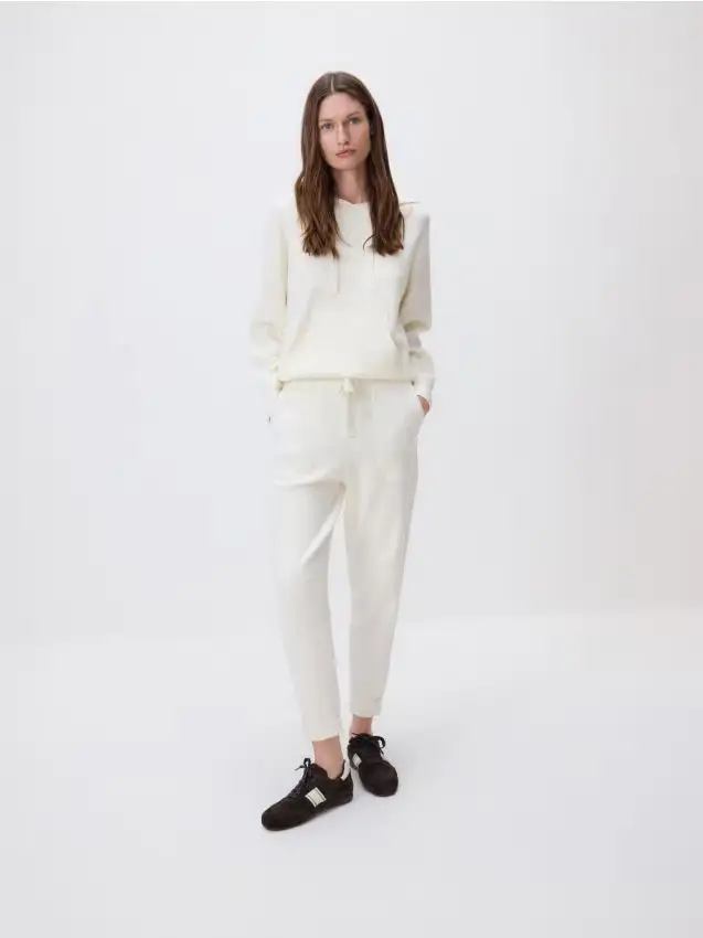 Pantaloni in jersey misto viscosa - panna