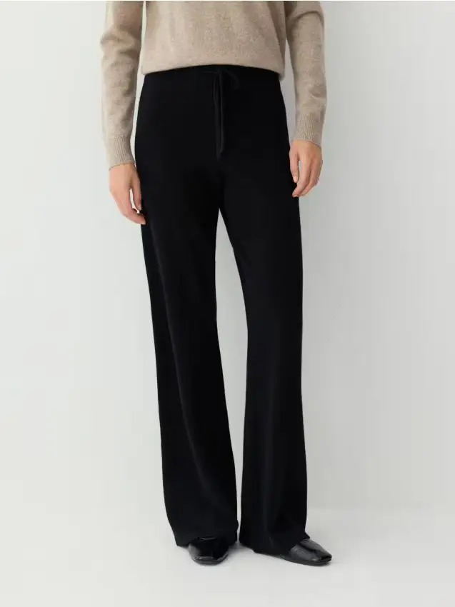 Pantaloni in lana con cashmere - nero