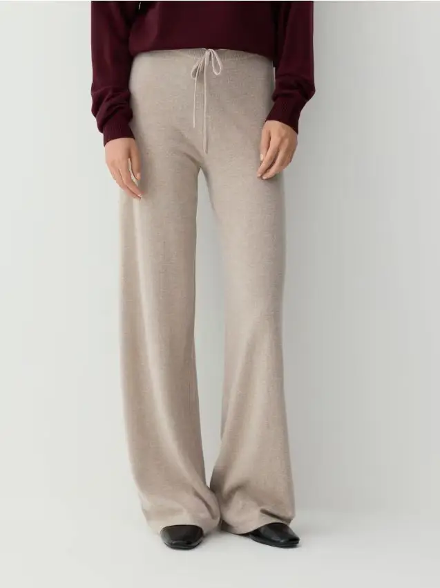 Pantaloni in lana merino - beige