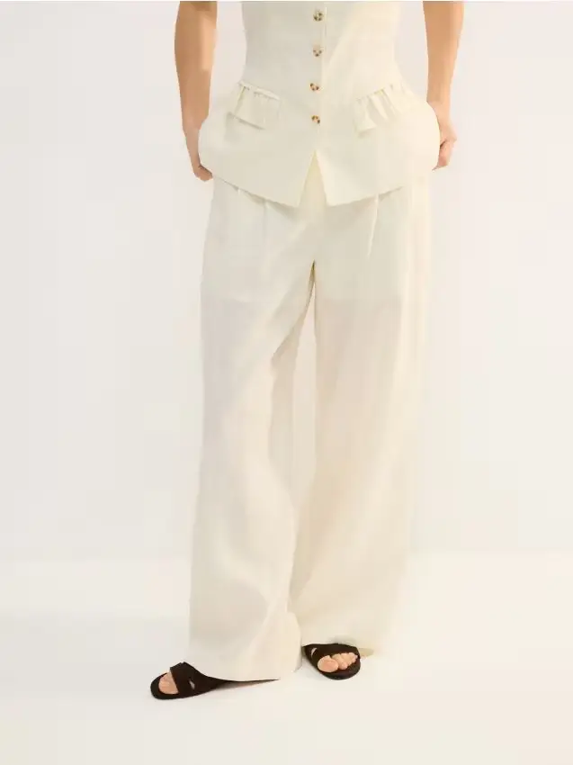 Pantaloni in lino - panna