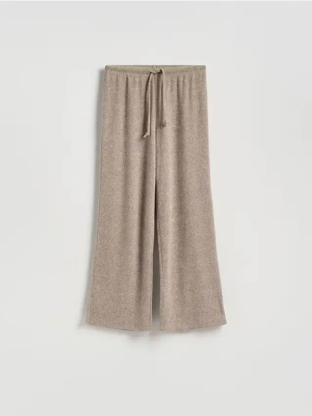 Pantaloni in maglia con laccio - caffè