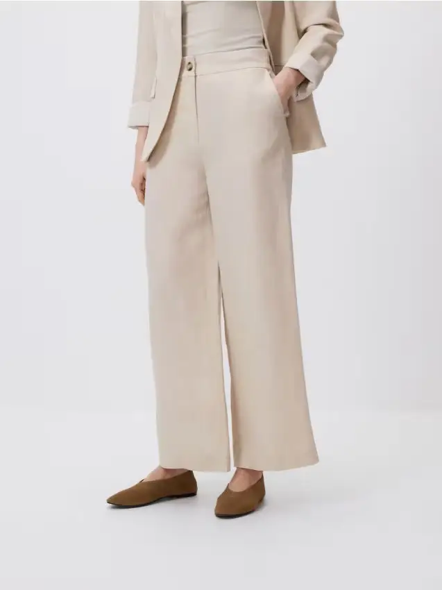 Pantaloni in misto lino - beige