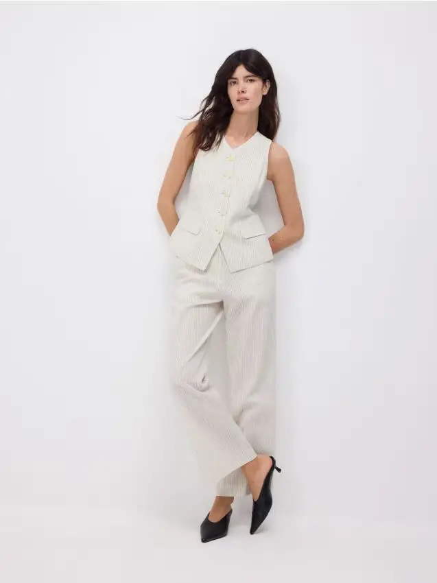 Pantaloni in misto lino - beige