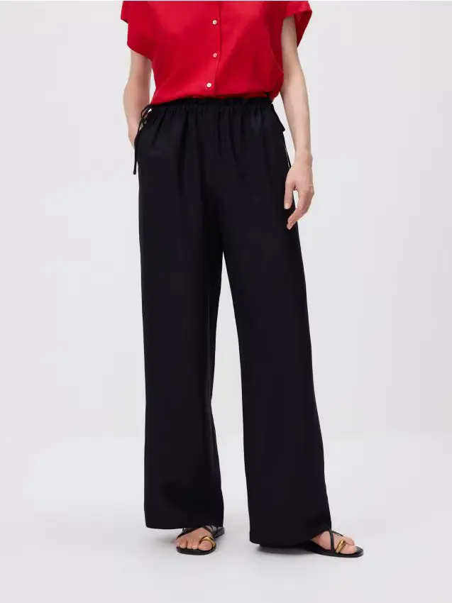 Pantaloni in misto lino - nero