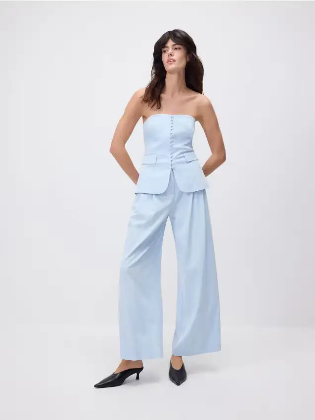 Pantaloni in misto viscosa - blu pallido