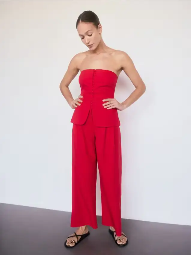 Pantaloni in misto viscosa - rosso