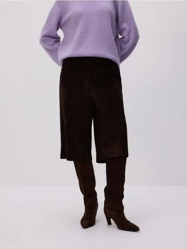 Pantaloni in pelle - marrone scuro
