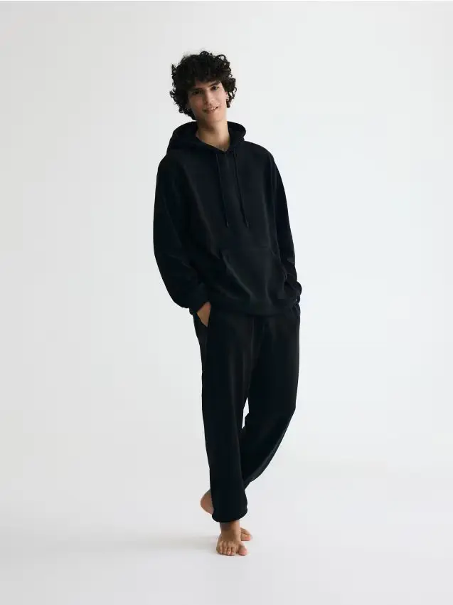 Pantaloni in pile regular - nero