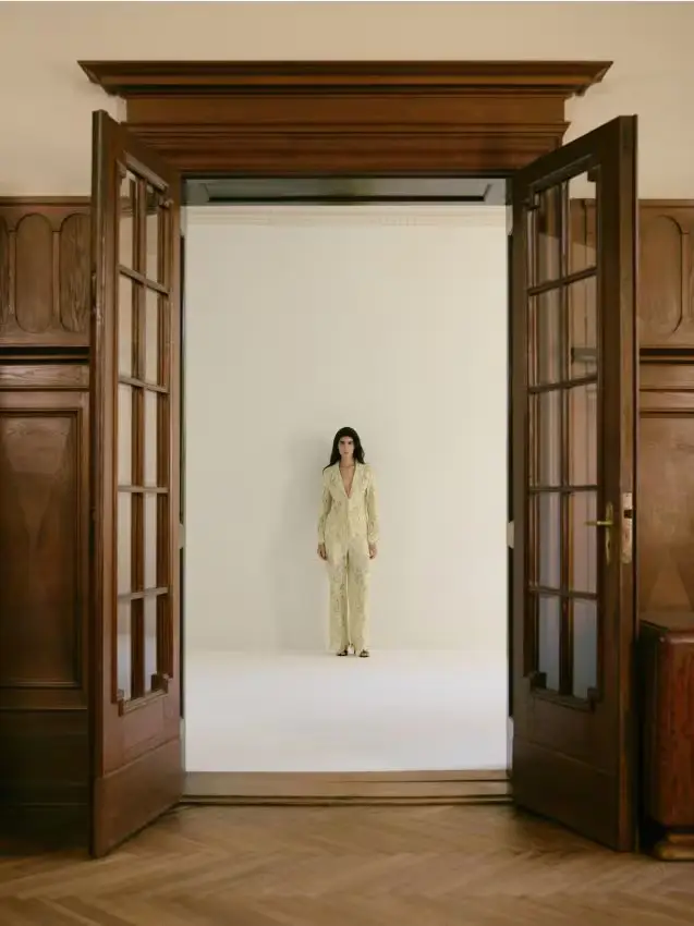 Pantaloni in pizzo - verde pallido