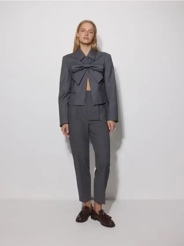 Pantaloni in tessuto melange - grigio medio