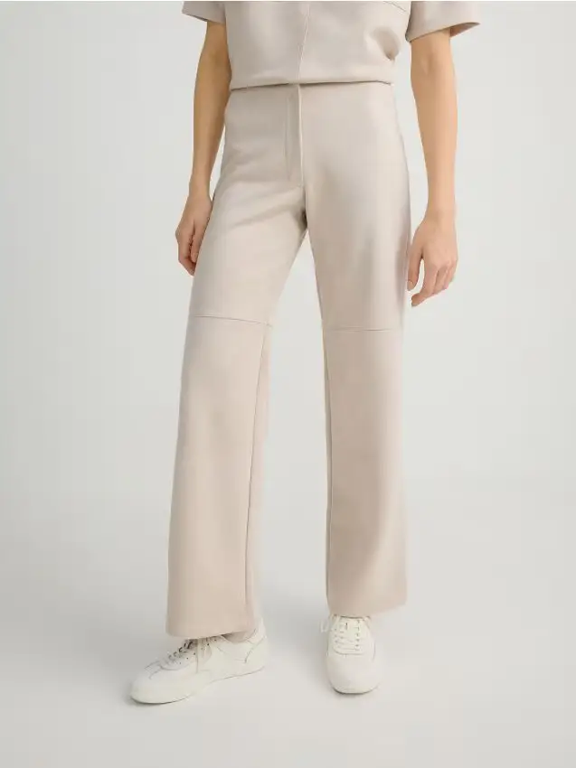Pantaloni in tessuto scamosciato - beige