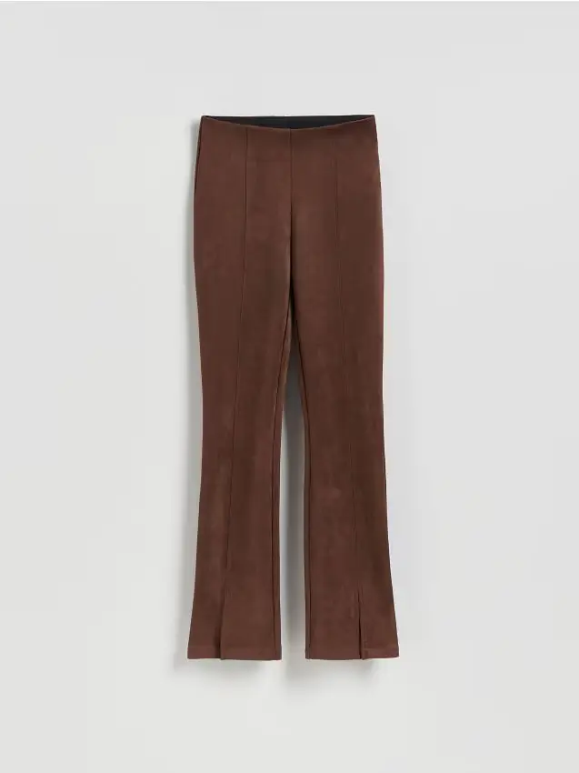 Pantaloni in tessuto scamosciato - marrone