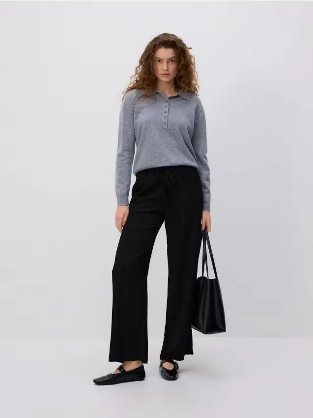 Pantaloni in tessuto strutturato - nero