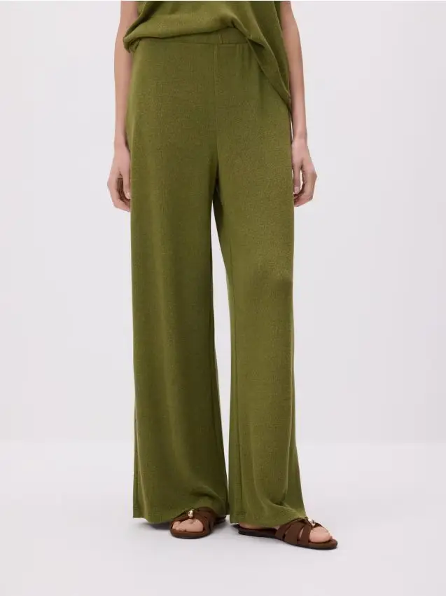 Pantaloni in tessuto strutturato - verde oliva chiaro