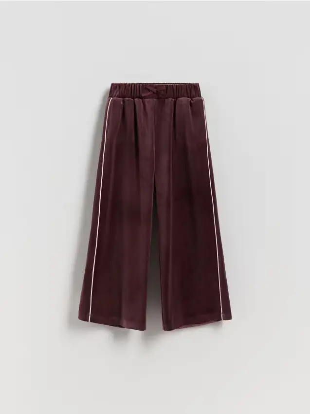Pantaloni in velour a gamba ampia - maroon