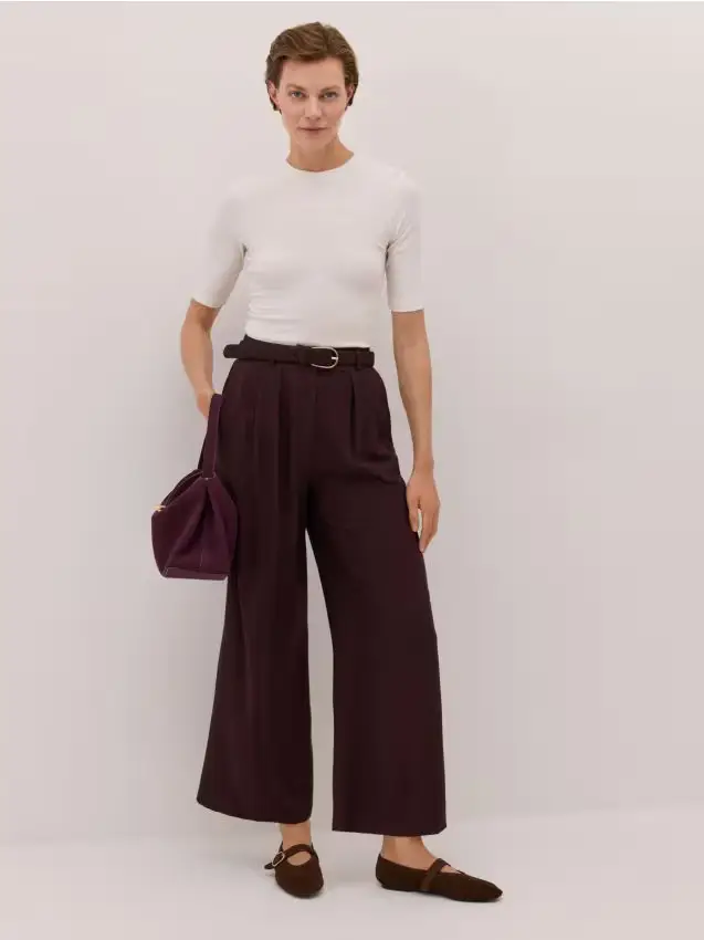 Pantaloni in viscosa Circulose® - marrone scuro