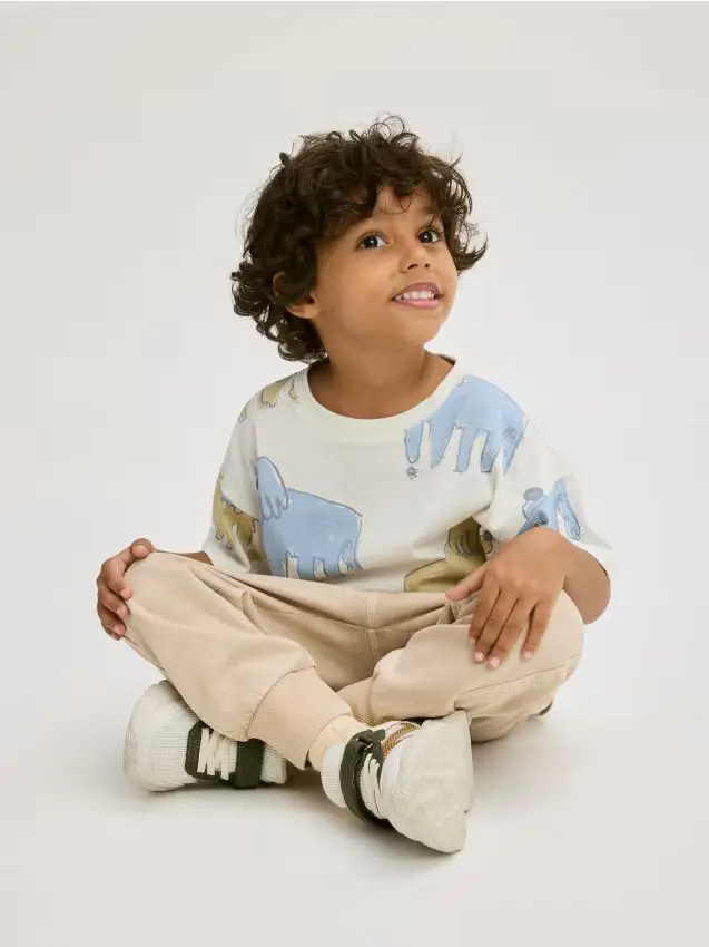 Pantaloni jogger in cotone - beige