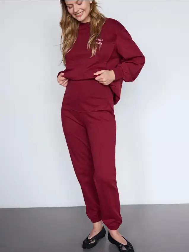 Pantaloni jogger in cotone - maroon