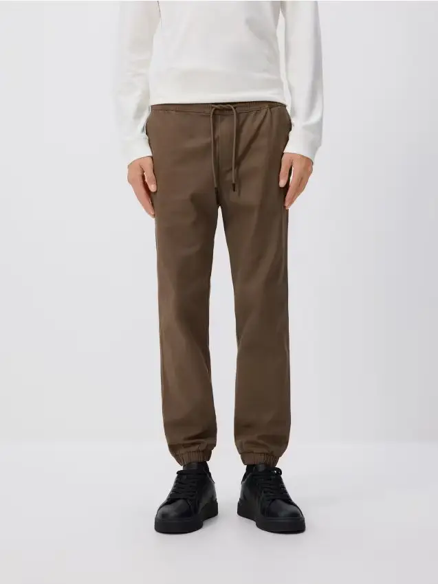 Pantaloni jogger in cotone - marrone scuro