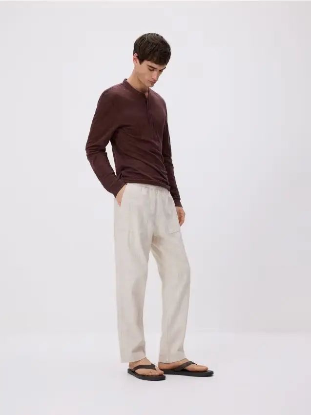 Pantaloni jogger in cotone - panna