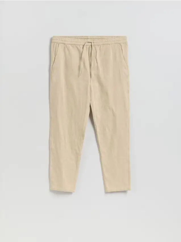 Pantaloni jogger in misto lino - beige