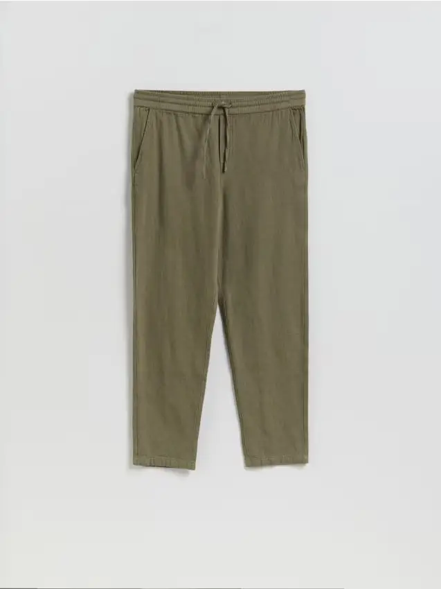 Pantaloni jogger in misto lino - verde oliva