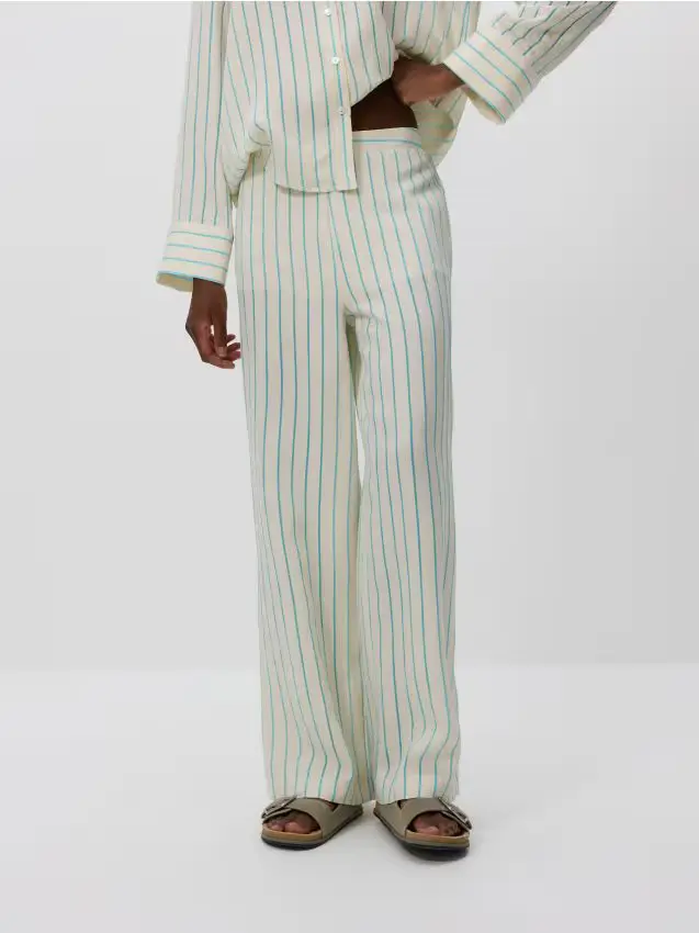 Pantaloni larghi a righe - acqua