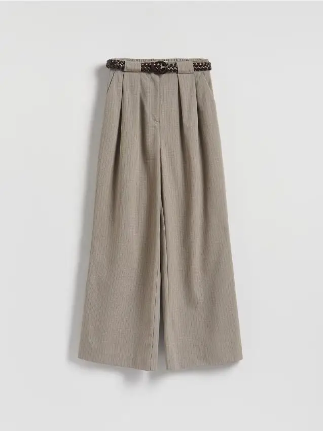 Pantaloni larghi a righe - beige