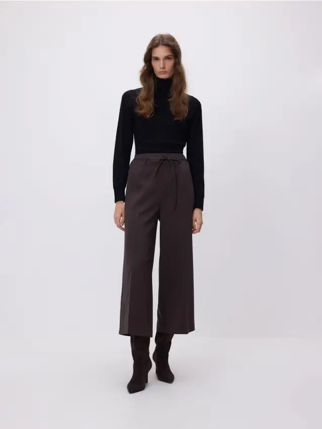 Pantaloni larghi con laccio - marrone scuro