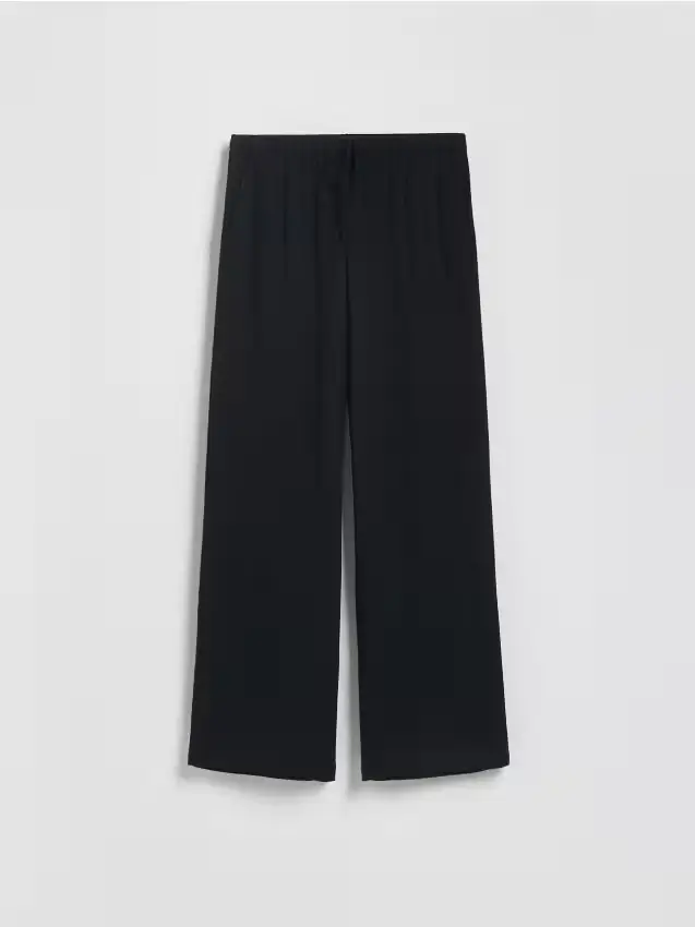 Pantaloni larghi in misto lino - nero