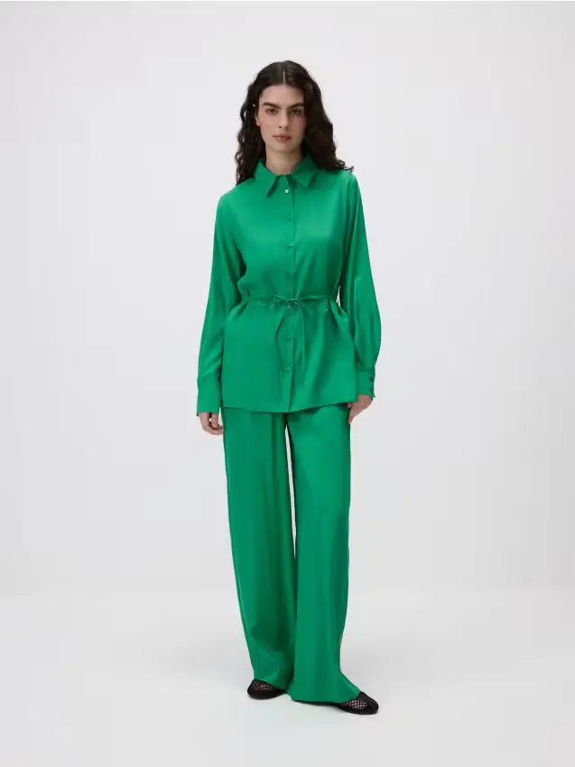 Pantaloni larghi in modal - verde
